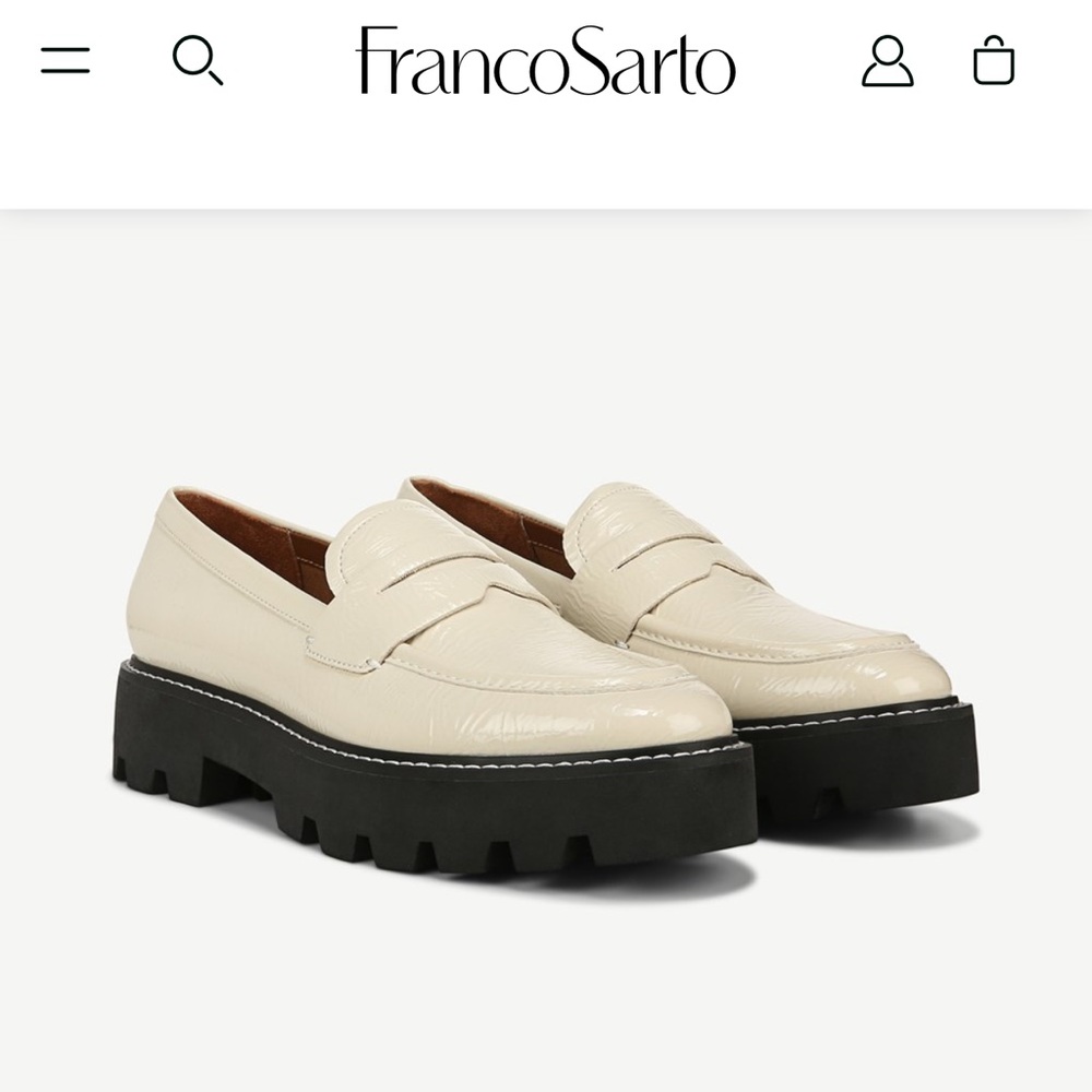 Chunky Cream Loafers- Franco Sarto- Size 9.5- Franco Balin Lug Sole Penny Loafer